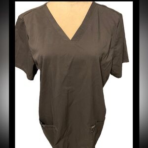 Cherokee Revolution Scrub Top Gray V Neck-Stretch Size Large